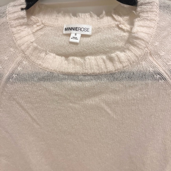 Minnie Rose cashmere frayed crewneck size Small - Picture 2 of 5